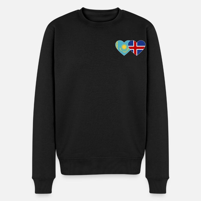 Kasachstan Island Flagge Herz - Männer Premium Bio Pullover - Schwarz