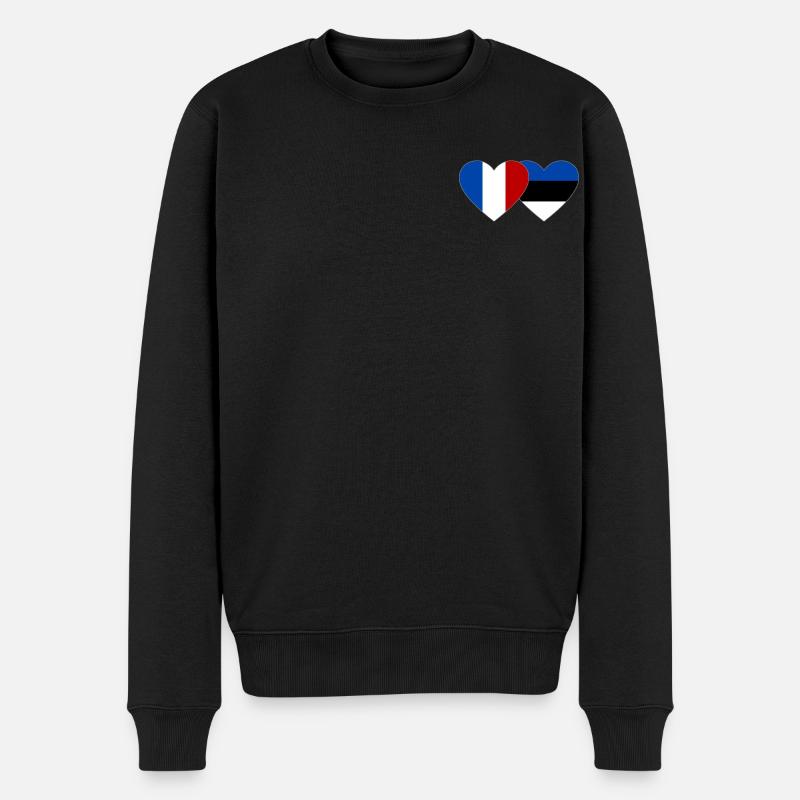 France Estonie Flag Coeur - Pull Premium bio Homme - noir