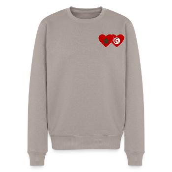 Marokko Tunesien Flagge Herz - Männer Premium Bio Pullover - Taupe - Vorne - Nico (187cm)
