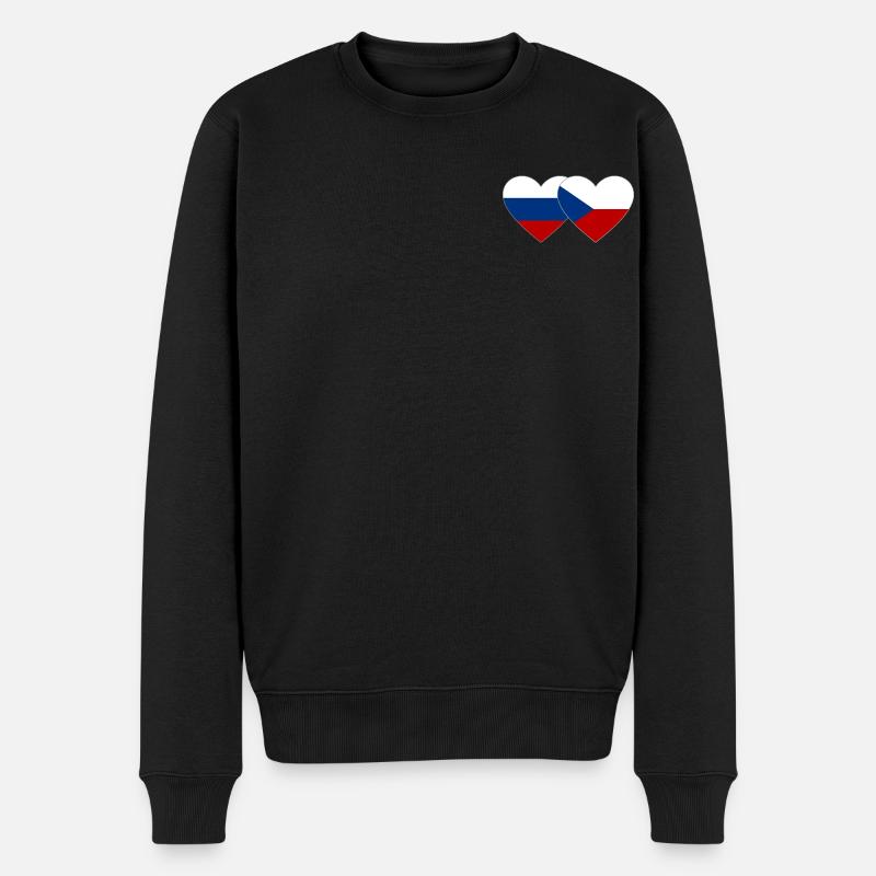 Russie République tchèque Drapeau Coeur - Pull Premium bio Homme - noir