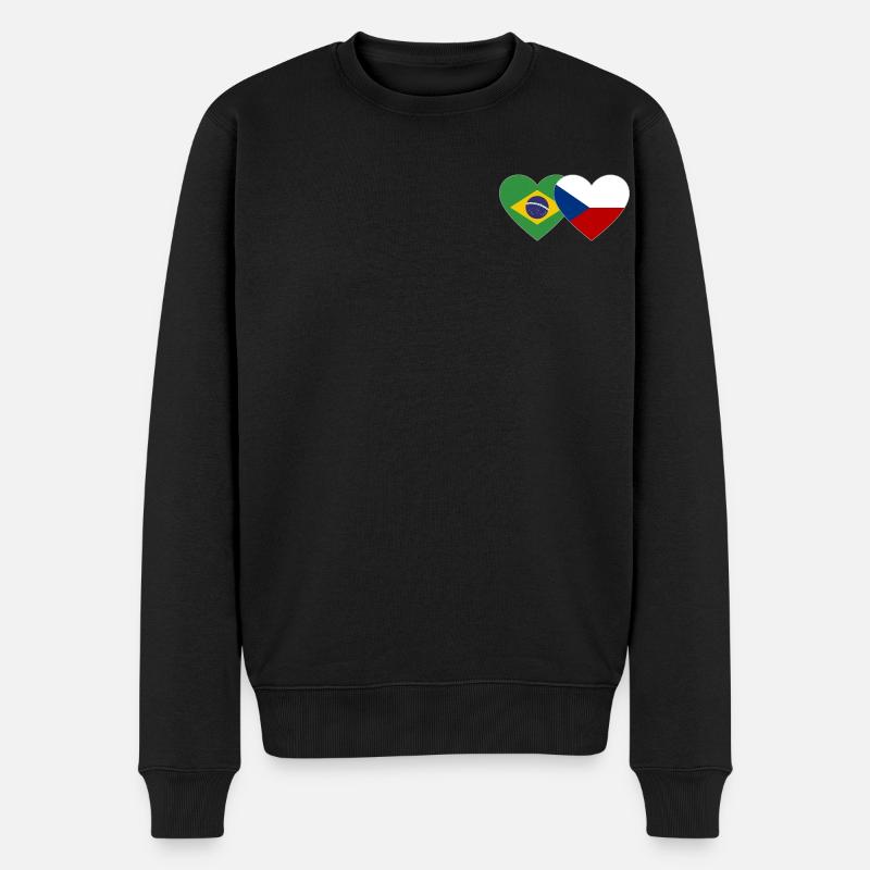Brésil République tchèque Flag Heart - Pull Premium bio Homme - noir