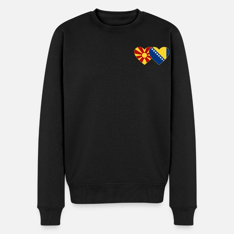 Macédoine Bosnie Flag Coeur - Pull Premium bio Homme - noir