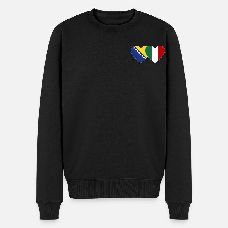 Bosnien Italien Flagge Herz - Männer Premium Bio Pullover - Schwarz