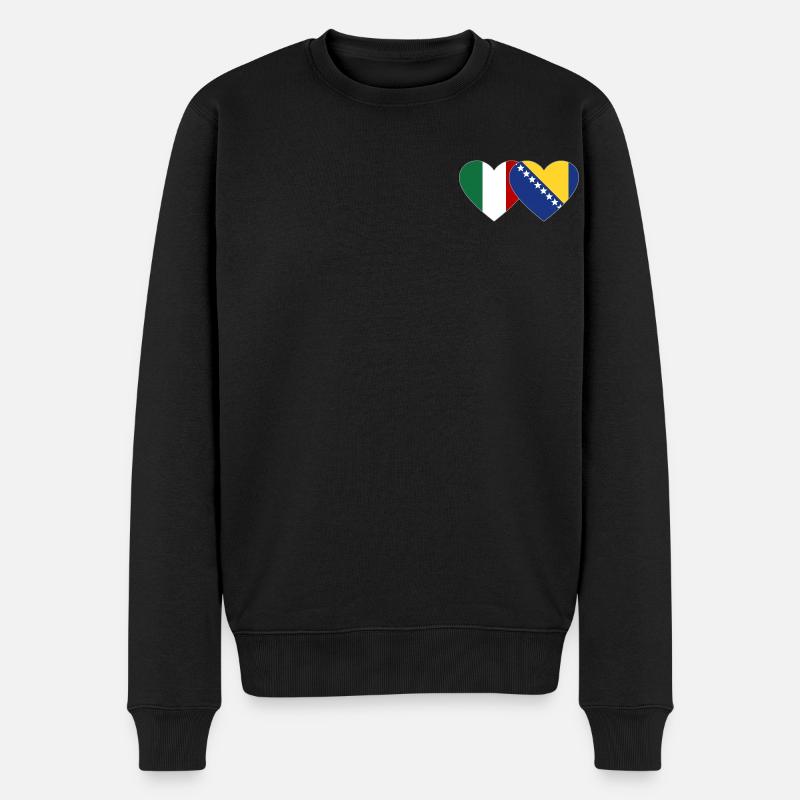 Italie Bosnie Flag Heart - Pull Premium bio Homme - noir