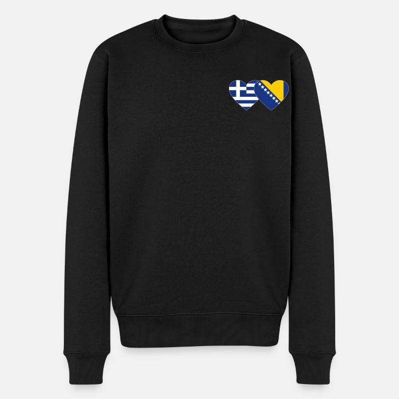 Grèce Bosnie Flag Heart - Pull Premium bio Homme - noir