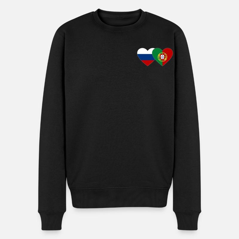Russie Portugal Flag Coeur - Pull Premium bio Homme - noir