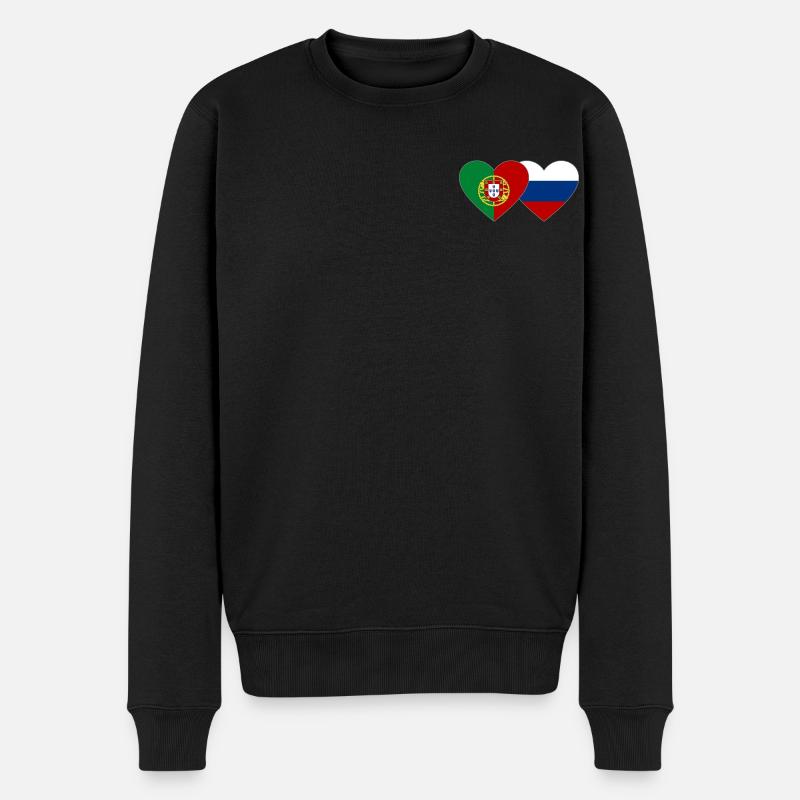 Portugal Russie Flag Coeur - Pull Premium bio Homme - noir