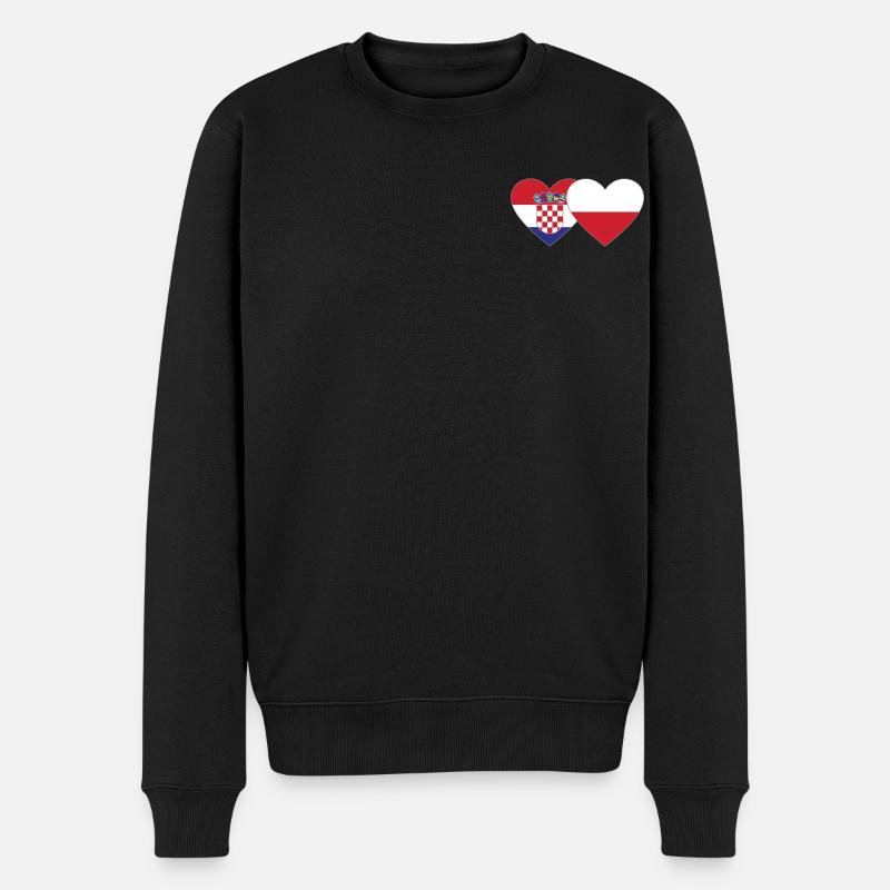 Kroatien Polen Flagge Herz - Männer Premium Bio Pullover - Schwarz