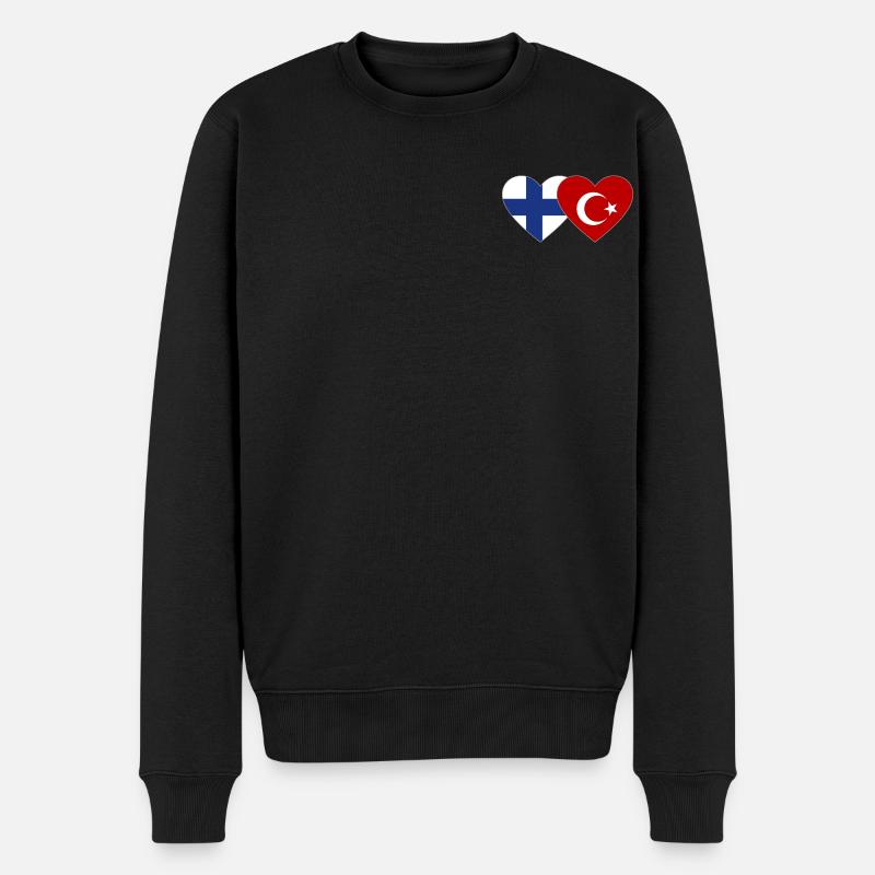 Coeur de drapeau Finlande Turquie - Pull Premium bio Homme - noir