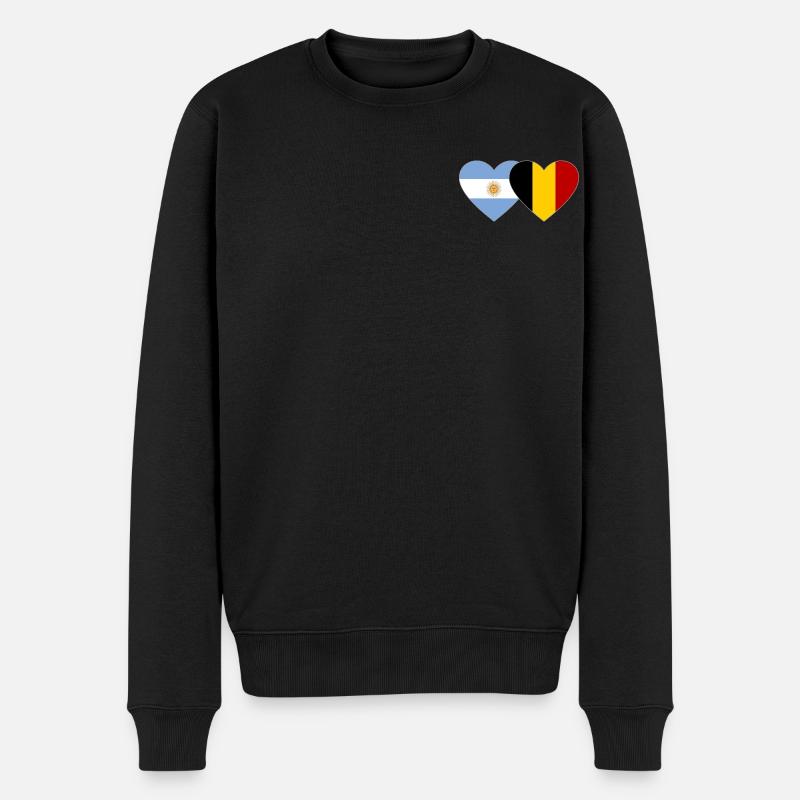 Argentine Belgique Drapeau Coeur - Pull Premium bio Homme - noir