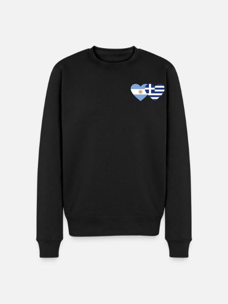 Argentine Grèce Drapeau Coeur - Pull Premium bio Homme - noir