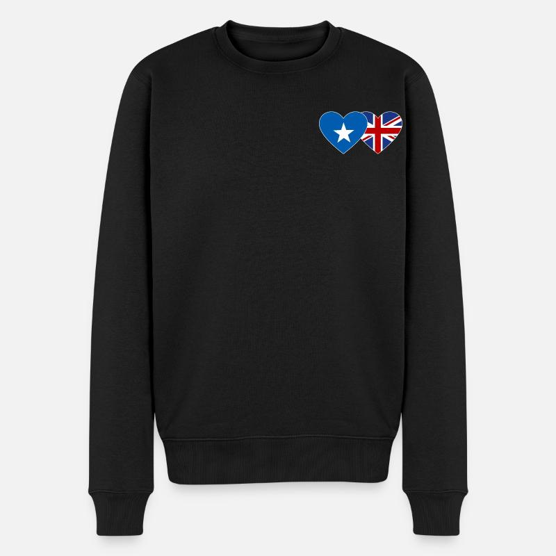 Somalie Angleterre Flag Heart - Pull Premium bio Homme - noir