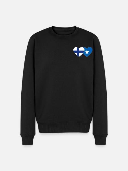 Finland Somalia Flag Heart - Men's Premium Organic Jumper - black