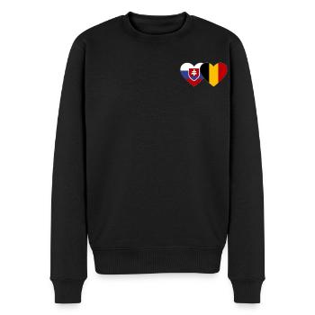 Slowakei Belgien Flagge Herz - Männer Premium Bio Pullover - Schwarz - Vorne - Nico (187cm)
