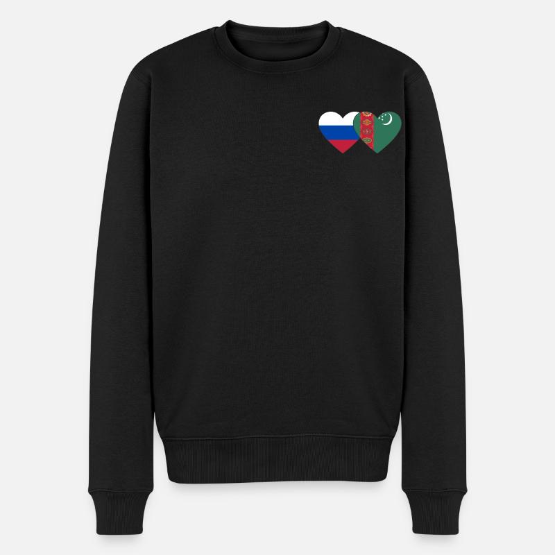 Russie Turkménistan Flag Coeur - Pull Premium bio Homme - noir