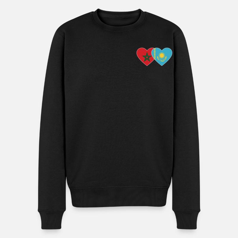 Maroc Kazakhstan Flag Coeur - Pull Premium bio Homme - noir