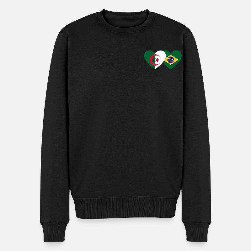 Algérie Brésil Flag Coeur - Pull Premium bio Homme - noir