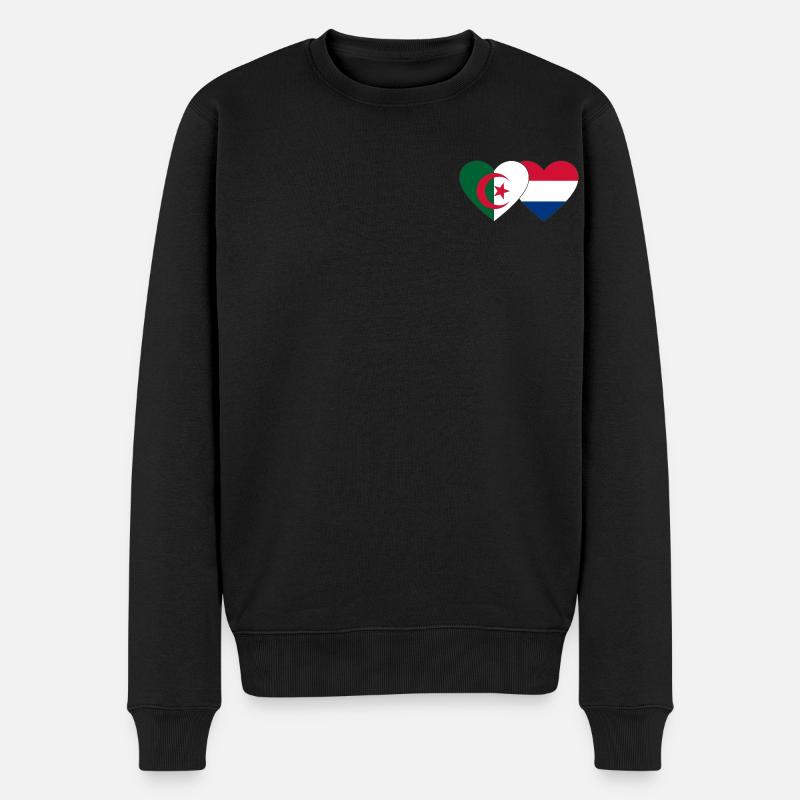 Algérie Hollande Flag Coeur - Pull Premium bio Homme - noir