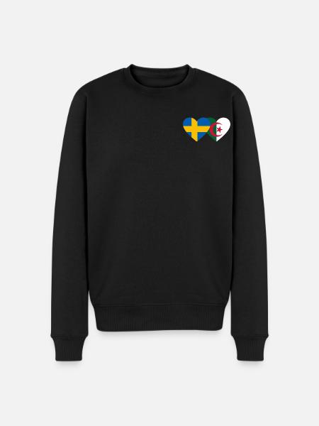 Sweden Algeria Flag Heart - Men's Premium Organic Jumper - black