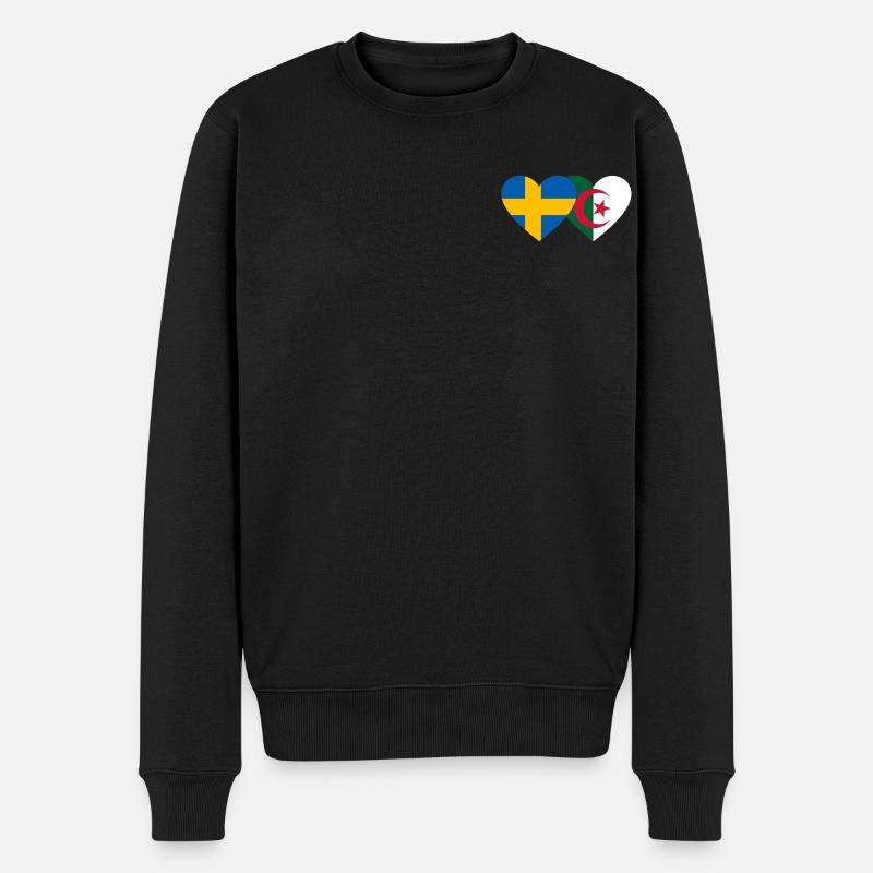 Suède Algérie Drapeau Coeur - Pull Premium bio Homme - noir