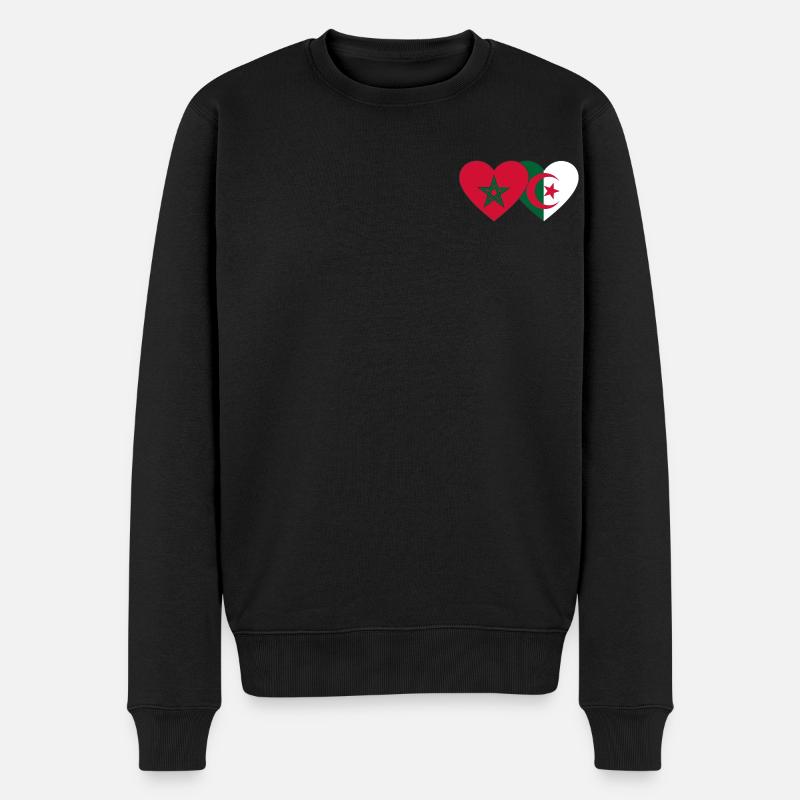 Maroc Algérie Drapeau Coeur - Pull Premium bio Homme - noir