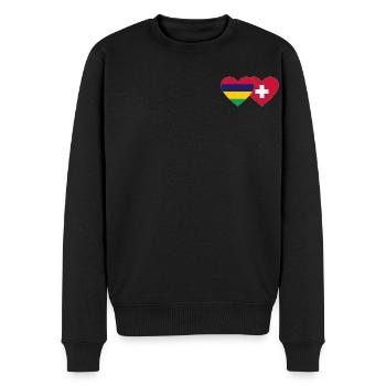 Mauritius Switzerland Flag Heart - Men's Premium Organic Jumper - black - Front - Nico (187cm)