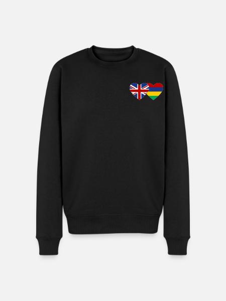 England Mauritius Flag Heart - Men's Premium Organic Jumper - black