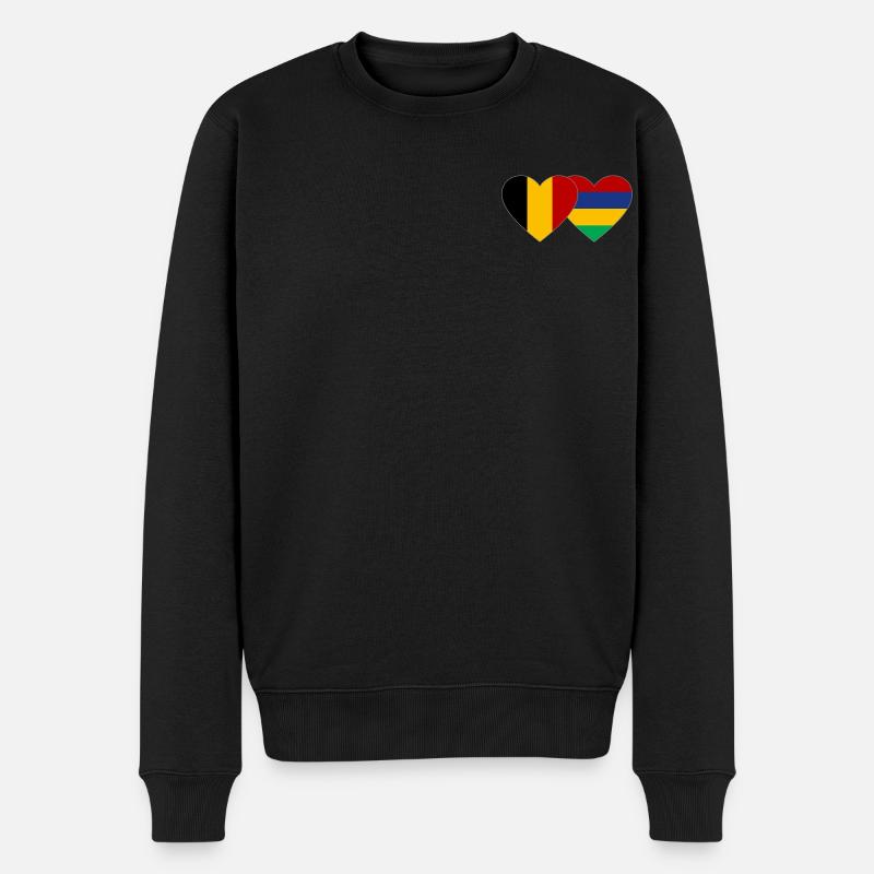 Belgique Maurice Flag Coeur - Pull Premium bio Homme - noir