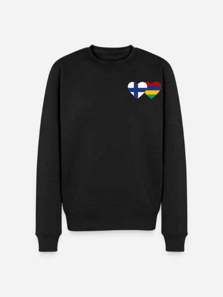 Finland Mauritius Flag Heart - Men's Premium Organic Jumper - black