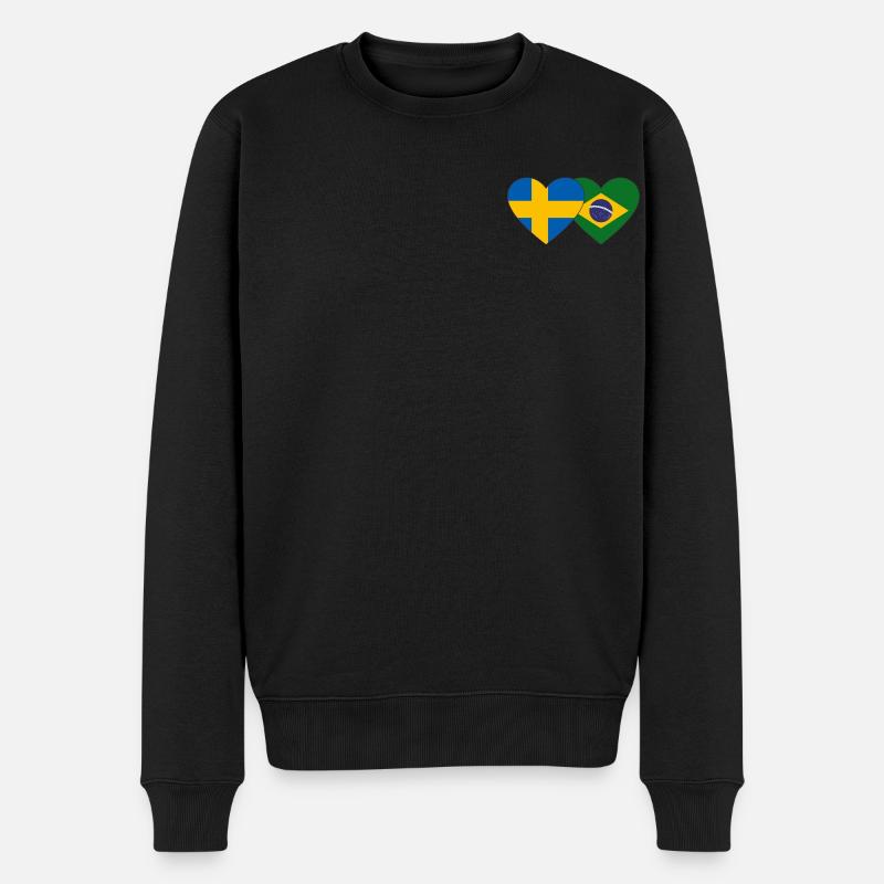 Suède Brésil Flag Heart - Pull Premium bio Homme - noir