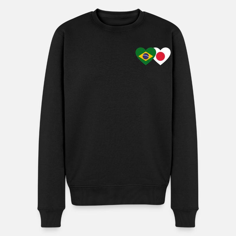 Brésil Japon Flag Heart - Pull Premium bio Homme - noir