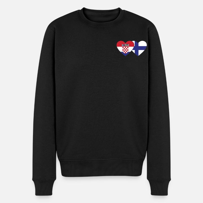 Croatie Finlande Flag Coeur - Pull Premium bio Homme - noir