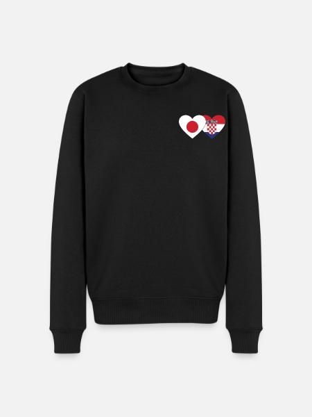 Japan Croatia Flag Heart - Men's Premium Organic Jumper - black