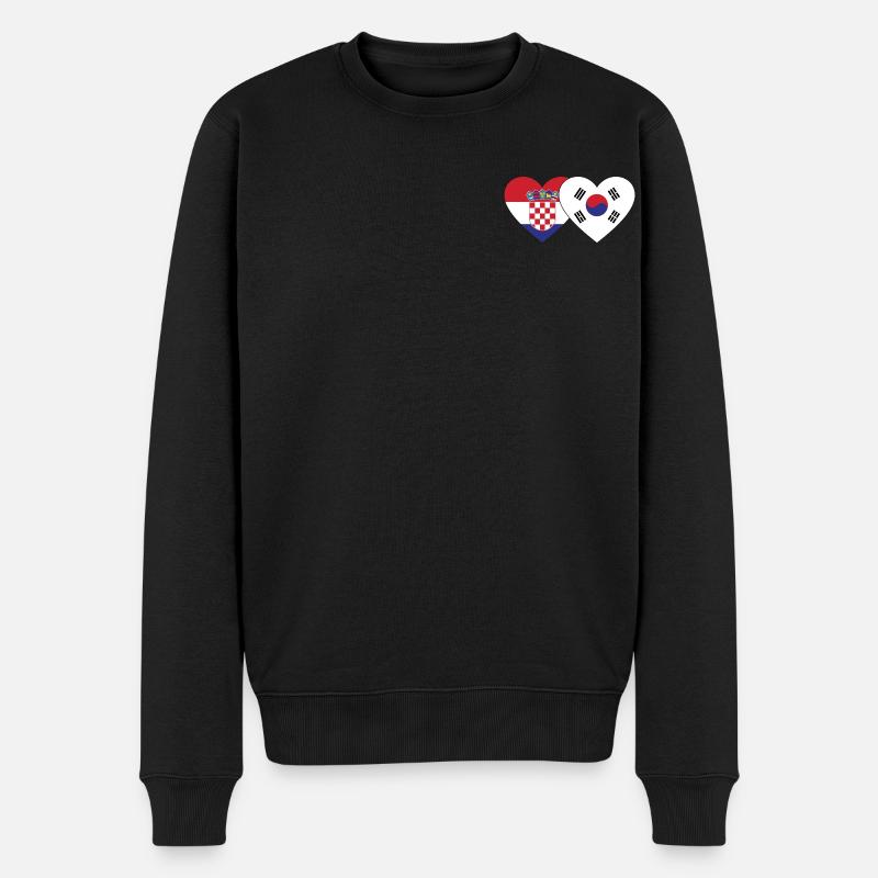 Kroatien Südkorea Flagge Herz - Männer Premium Bio Pullover - Schwarz