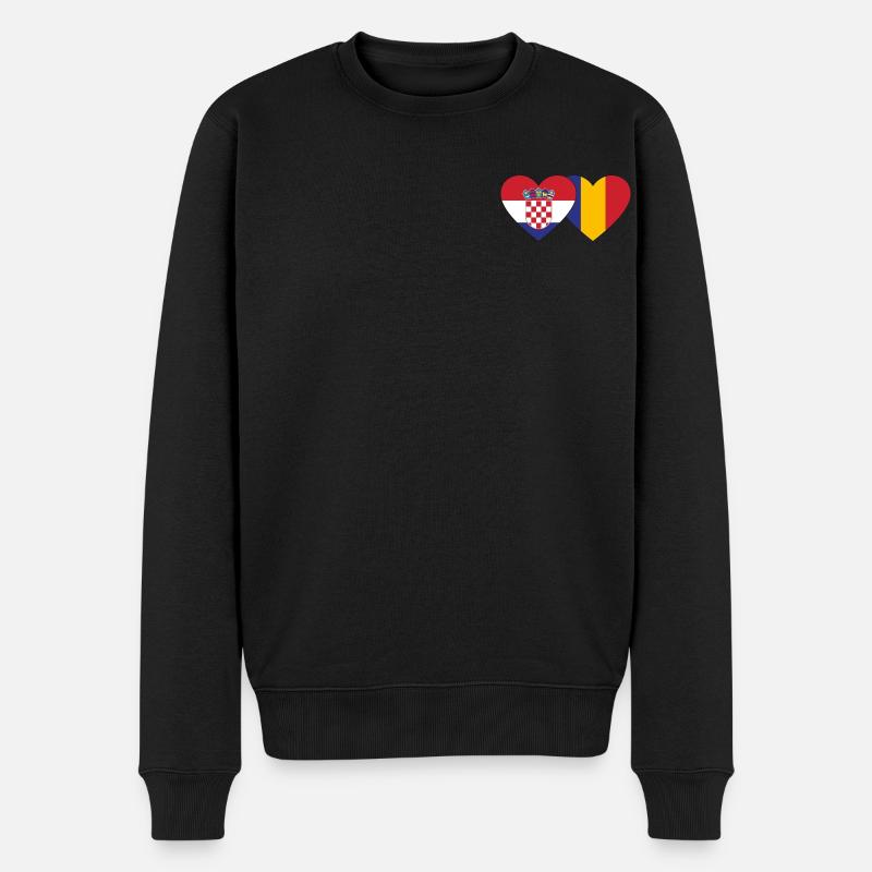 Croatie Roumanie Flag Heart - Pull Premium bio Homme - noir