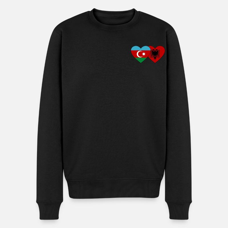 Azerbaïdjan Albanie Drapeau Coeur - Pull Premium bio Homme - noir