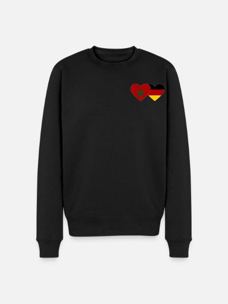 Morocco Germany Flag Heart - Men's Premium Organic Jumper - black