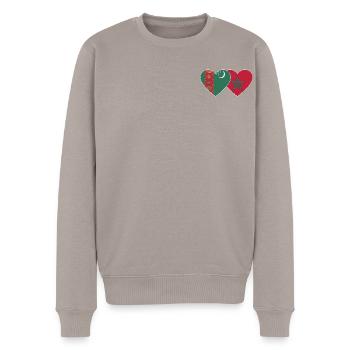 Turkmenistan Uiguren Flagge Herz - Männer Premium Bio Pullover - Taupe - Vorne - Nico (187cm)