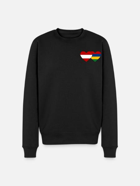 Austria Mauritius Flag Heart - Men's Premium Organic Jumper - black