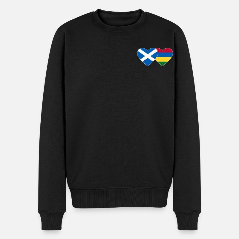Scotland Mauritius Flag Heart - Men's Premium Organic Jumper - black
