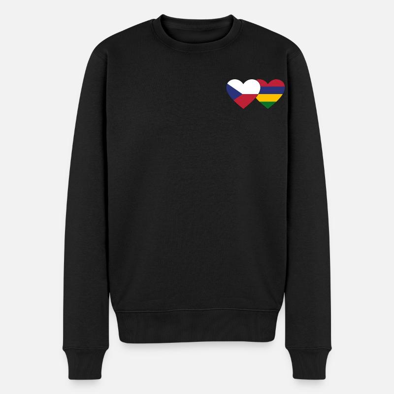 Czech Republic Mauritius Flag Heart - Men's Premium Organic Jumper - black
