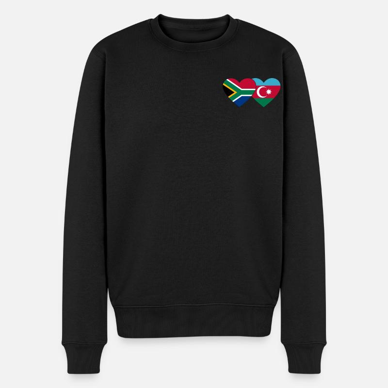 Südafrika Aserbaidschan Flagge Herz - Männer Premium Bio Pullover - Schwarz