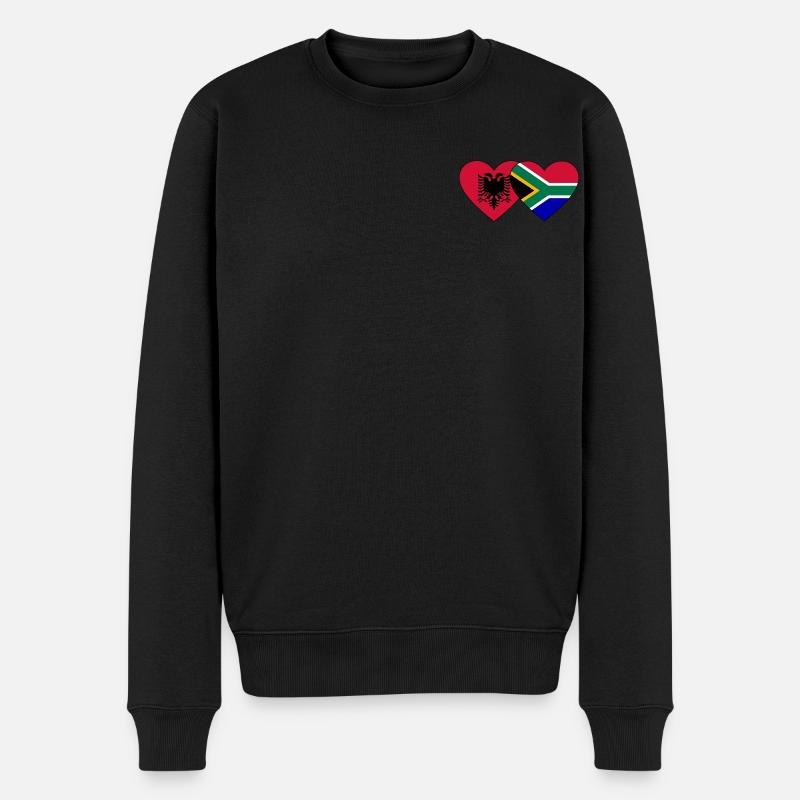 Albanien Südafrika Flagge Herz - Männer Premium Bio Pullover - Schwarz