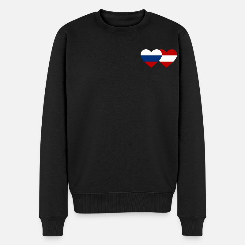 Russie Autriche Flag Coeur - Pull Premium bio Homme - noir