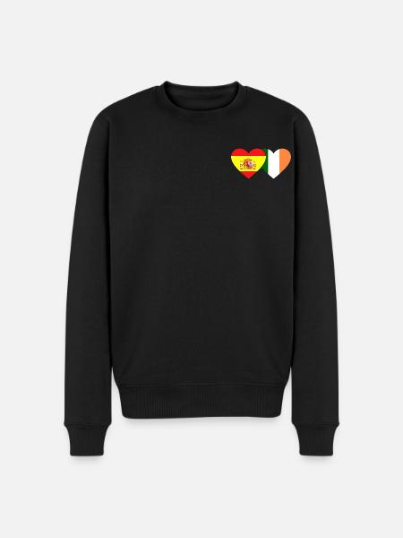 Spain Ireland Flag Heart - Men's Premium Organic Jumper - black