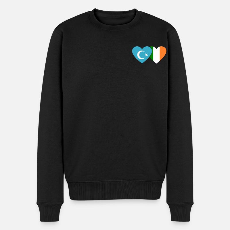 Cœur de drapeau ouïghour irlandais - Pull Premium bio Homme - noir