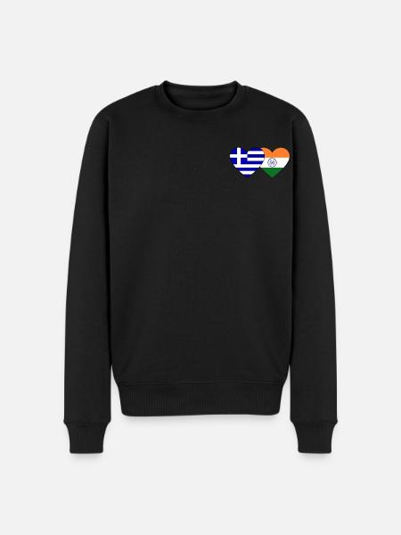 Griechenland Indien Flagge Herz - Männer Premium Bio Pullover - Schwarz