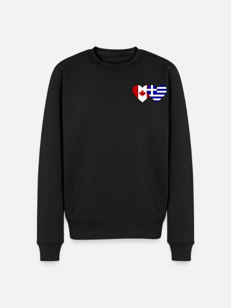 Canada Greece Flag Heart - Men's Premium Organic Jumper - black