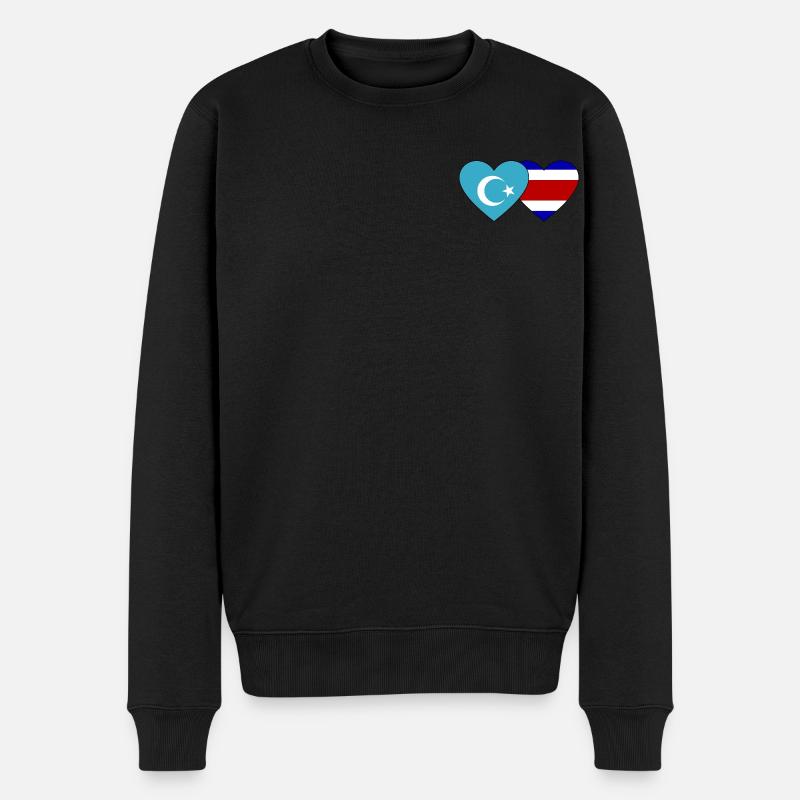 Uiguren Costa Rica Flagge Herz - Männer Premium Bio Pullover - Schwarz
