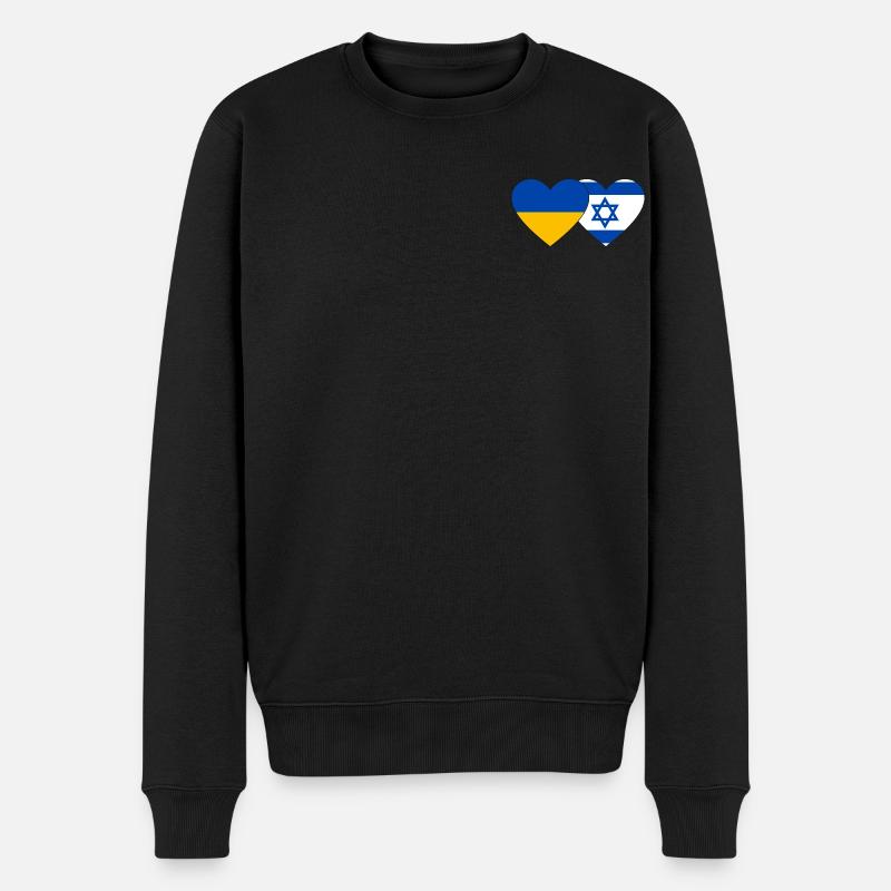 Ukraine Israël Flag Heart - Pull Premium bio Homme - noir